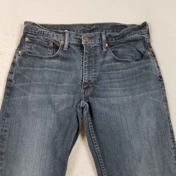 Levis 559 Jeans Mens 34x36 Blue Dark Wash Relaxed Straight Stretch Denim Zip Fly - Picture 2 of 14